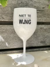 Wijnglas kunststof niet te wijnig Plastic wine glass. Not too winey